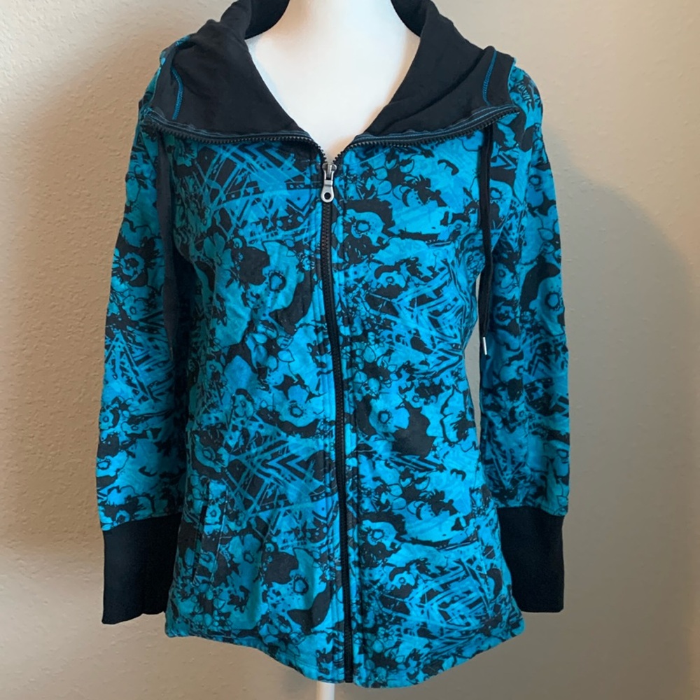GAIAM Turquoise & Black Zip Up Hoodie